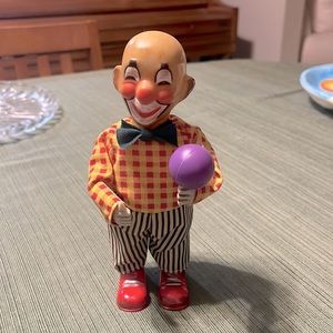 Vintage plastic windup clown used